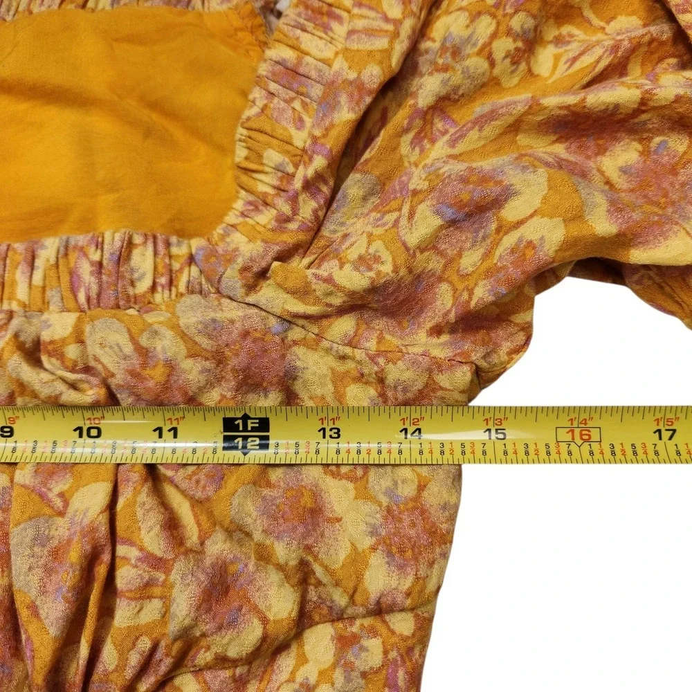 FREE PEOPLE Size XS Jael Printed Mini Dress In Golden Combo Off Shoulder Viscose